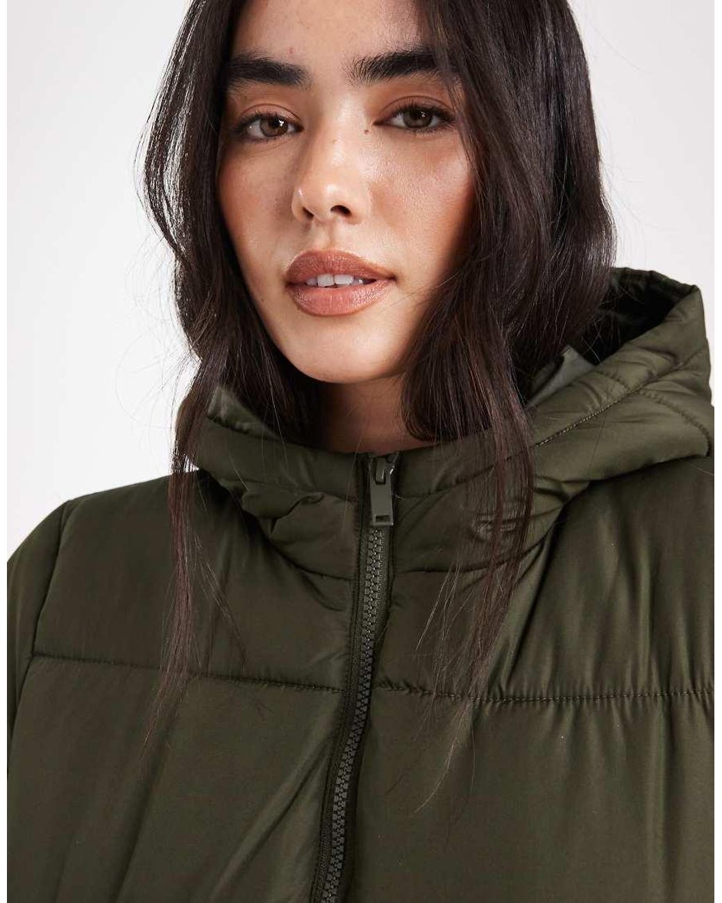 Pieces Green Hooded Longline Padded Coat