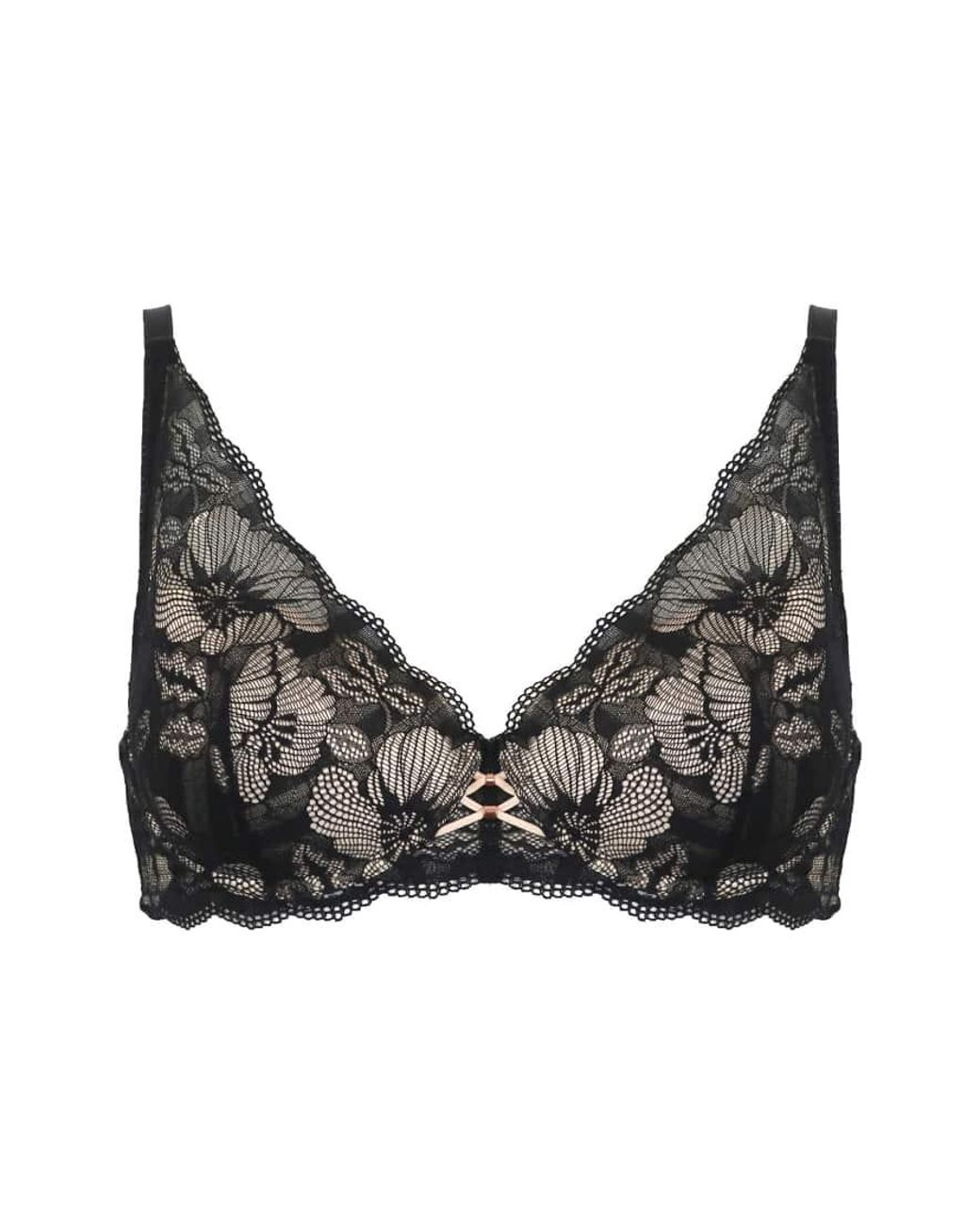 Pour Moi Black Atelier Lace High Apex Padded Underwired Bra