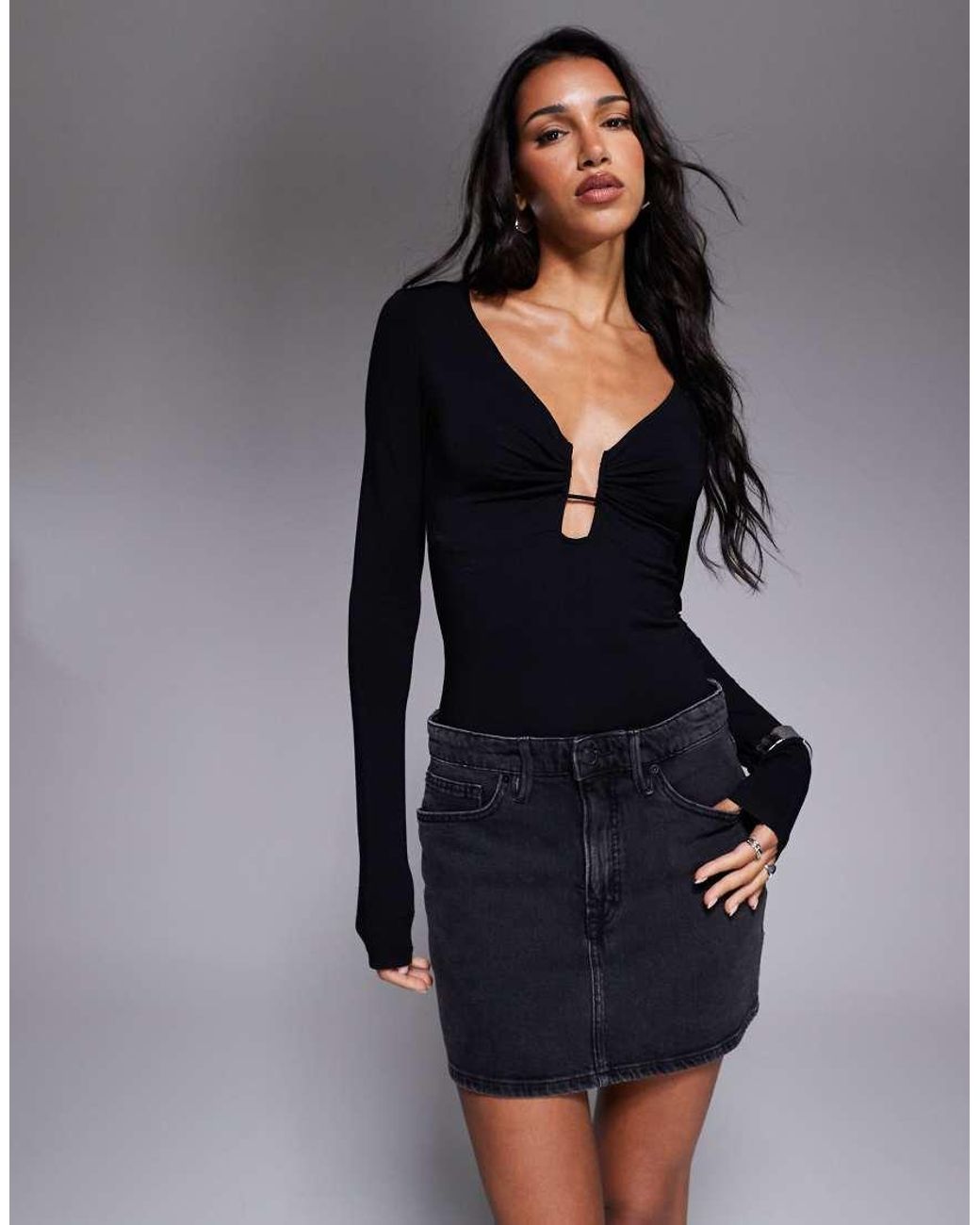 GOOD AMERICAN Blue Good 90s Mini Skirt