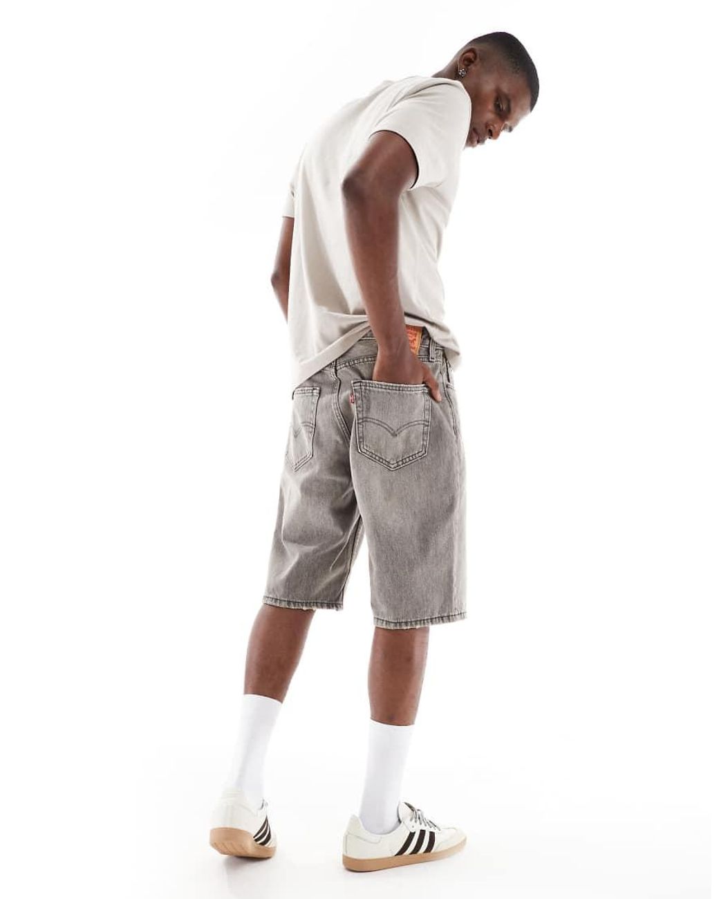 Levi's Gray 469 Loose Fit 12inch Denim Shorts for men