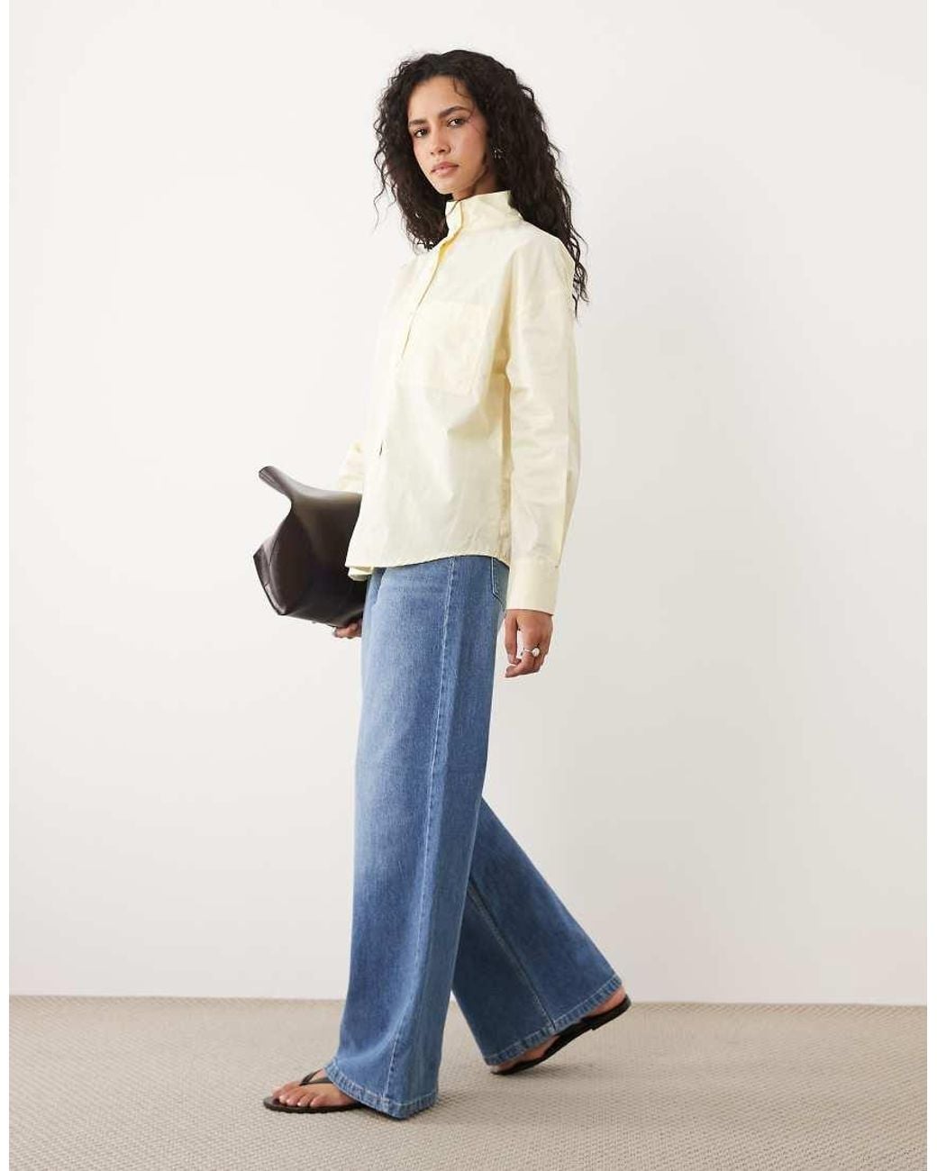 ASOS Natural Funnel Neck Shirt