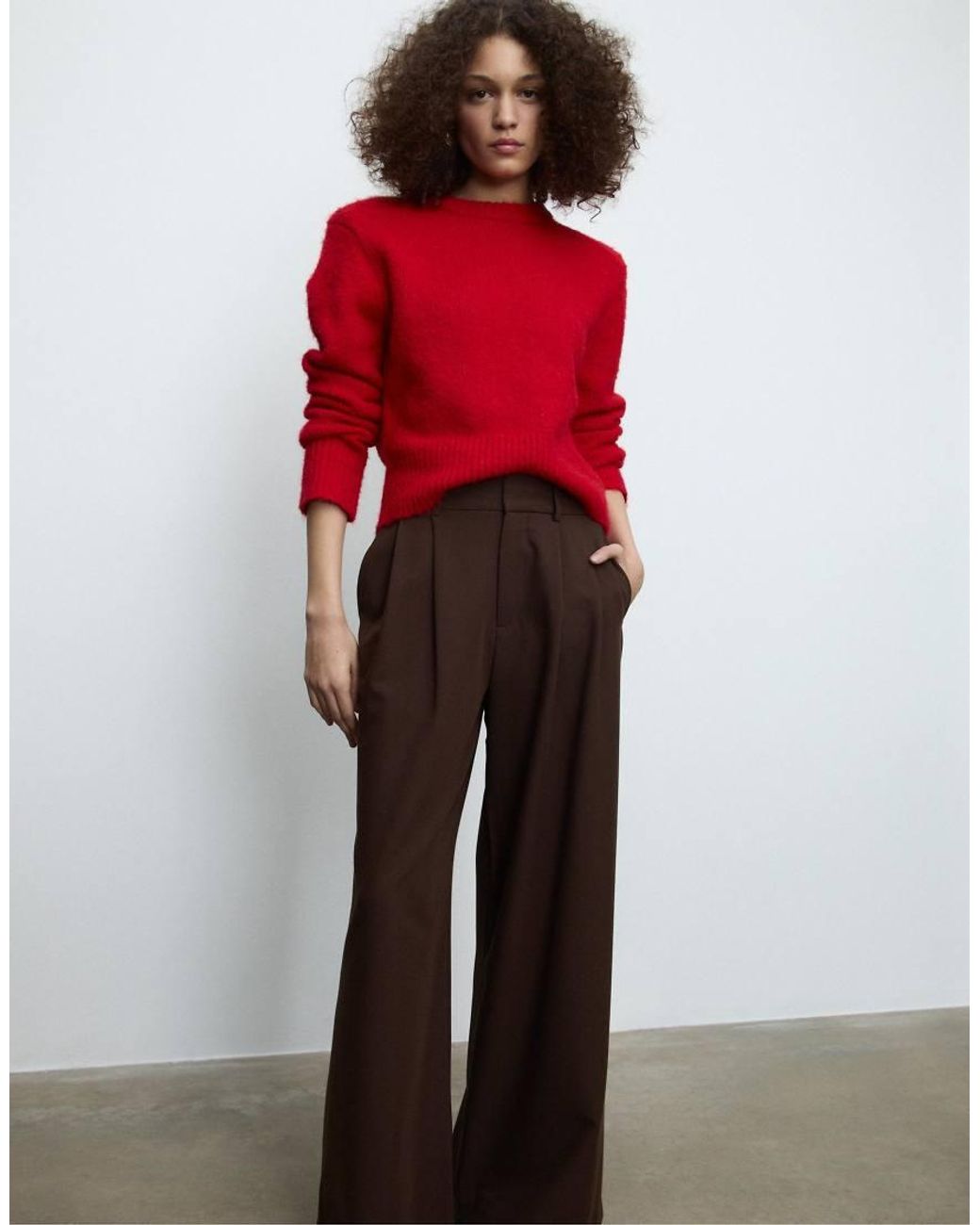 Stradivarius Brown Super Wide-leg Adjustable Trousers