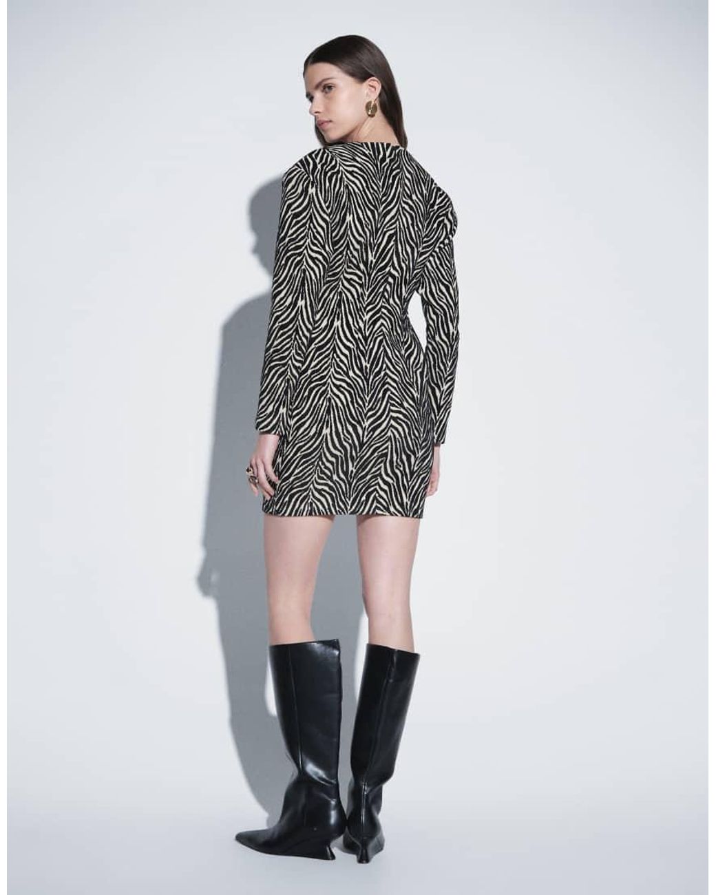 ASOS Gray Structured Extreme Shoulder Mini Dress