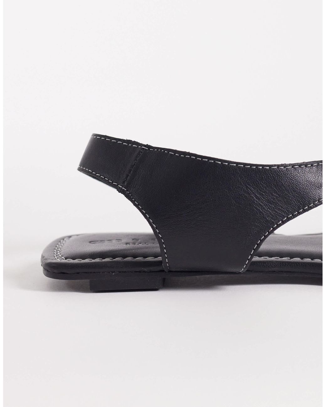 ASOS Blue Francesca Premium Minimal Clean Toe Loop Flat Sandal