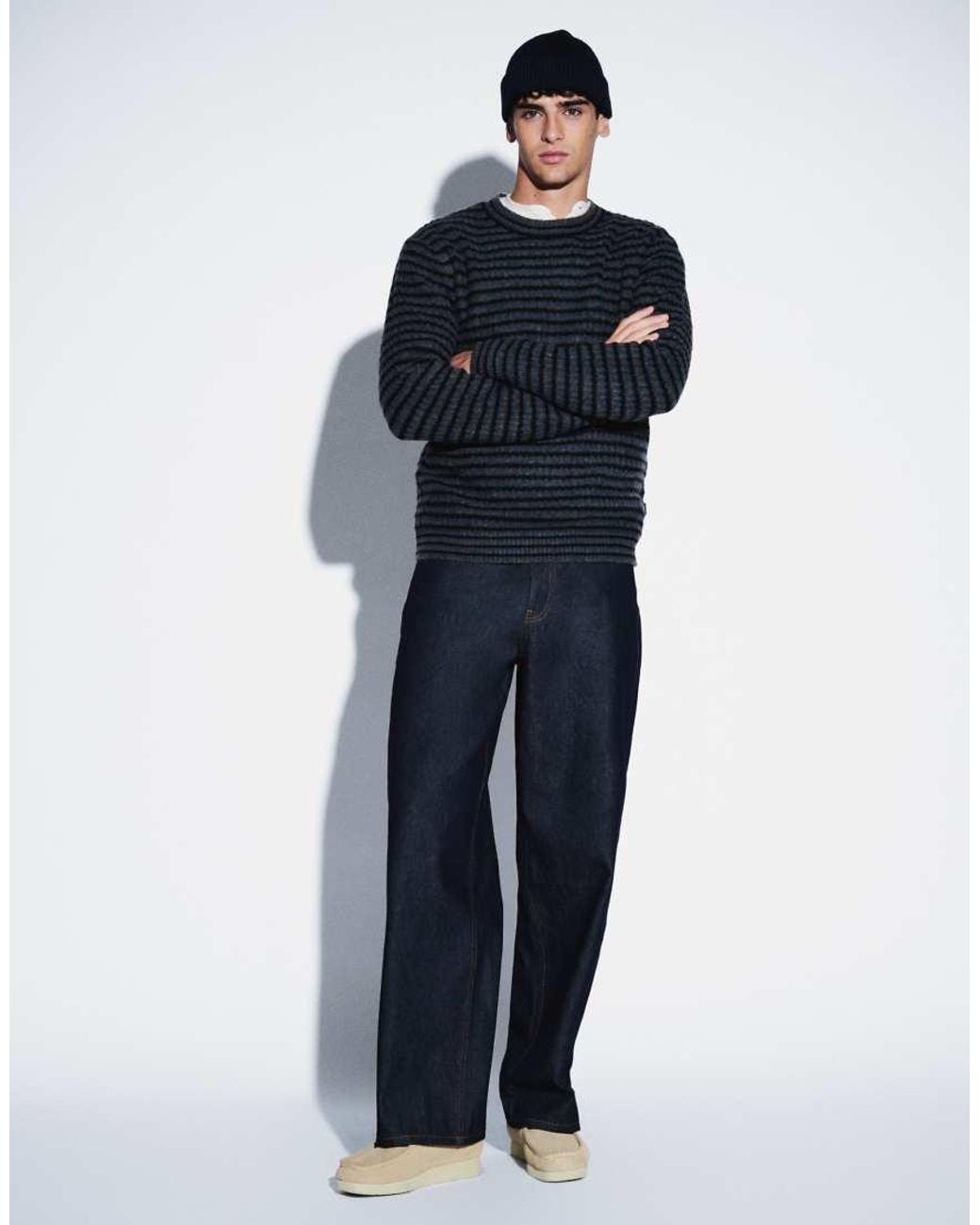 Jack & Jones Black Soft Fluffy Crew Neck Sweater for men