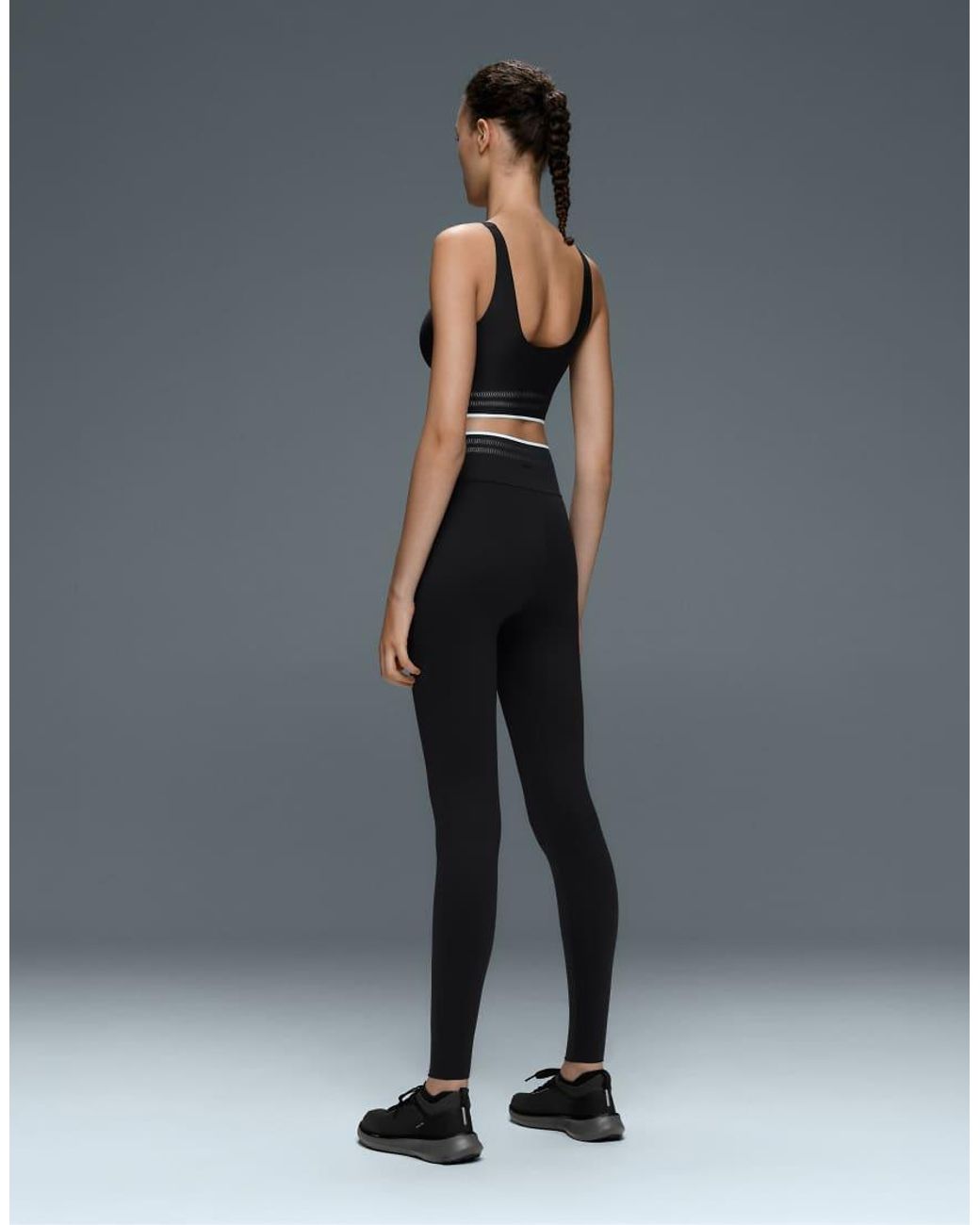 Oysho Gray Perfect-Adapt High-Rise V-Cut Ankle-Length Leggings With Piping