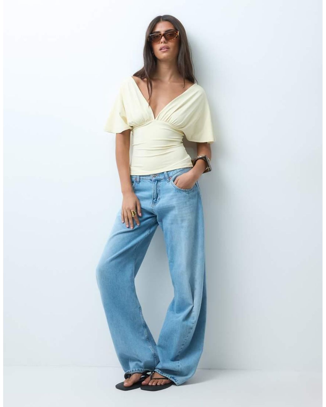 ASOS Natural Polyamide Sleeveless Tie Back Cinch Top