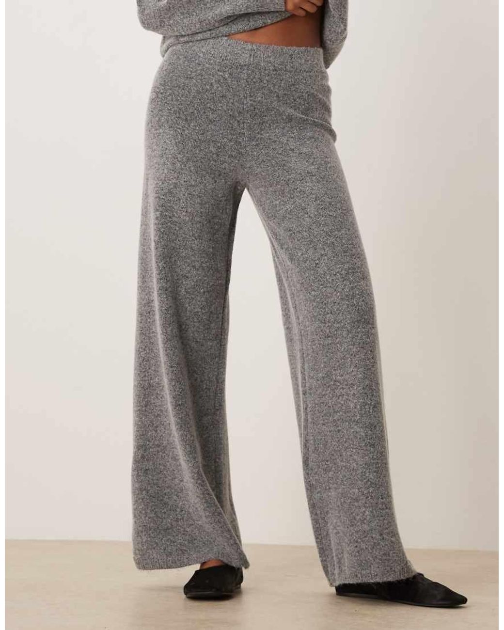 Vila Gray Wide Leg Knitted Trousers Co-ord