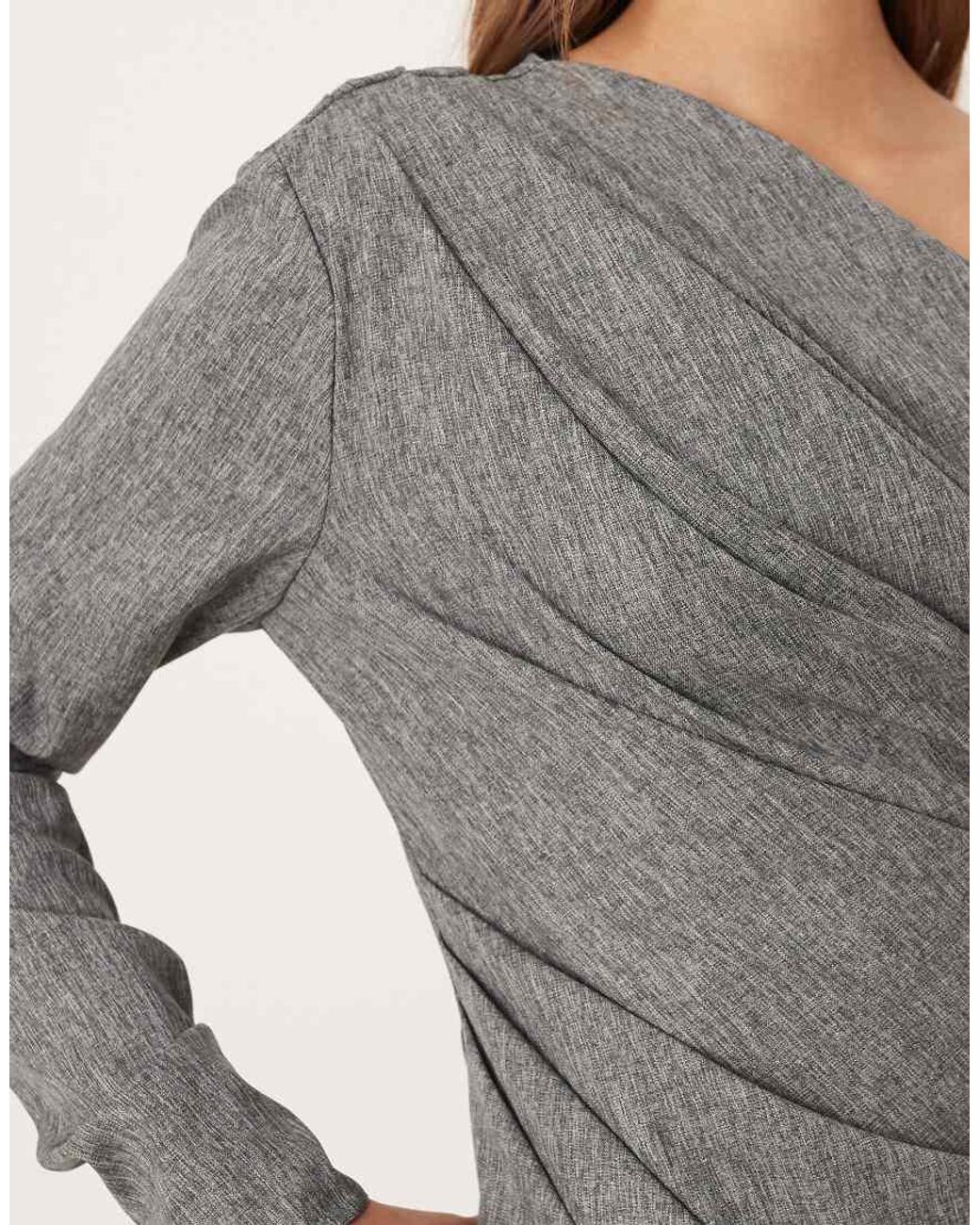 ASOS Natural One Shoulder Draped Mini Dress