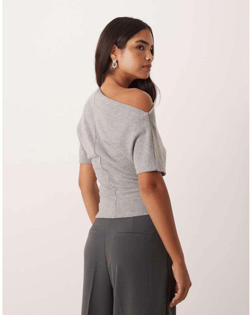 Gina Tricot Gray Soft Asymmetric Top