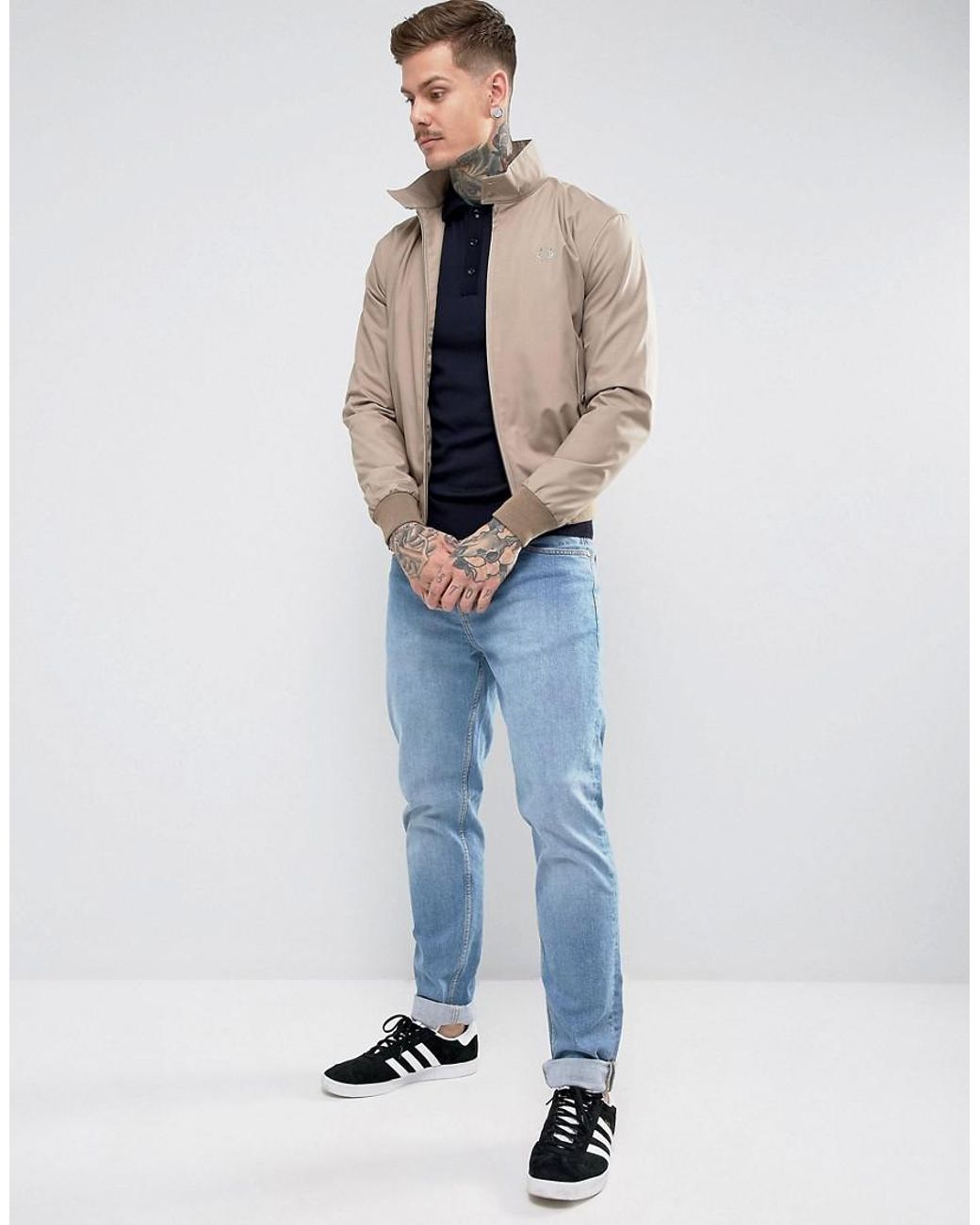 Fred Perry Synthetic Reissues Harrington Jacket In Stone in Beige (Natural)  for Men | Lyst UK