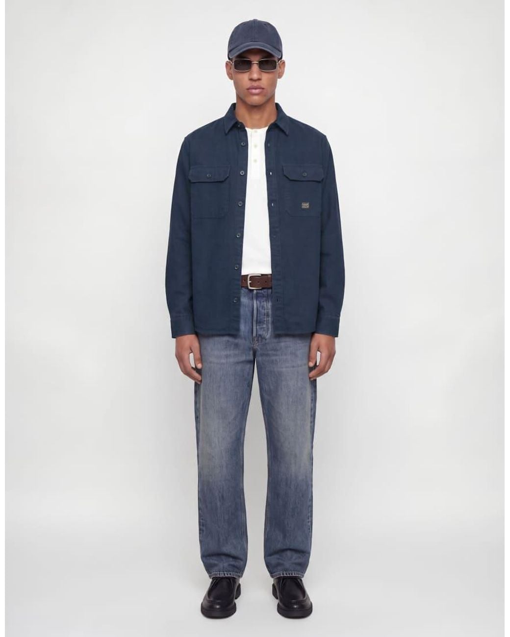 Jack & Jones Blue Bluivy Relaxed Fit Spread Collar Long Sleeve Shirt for men
