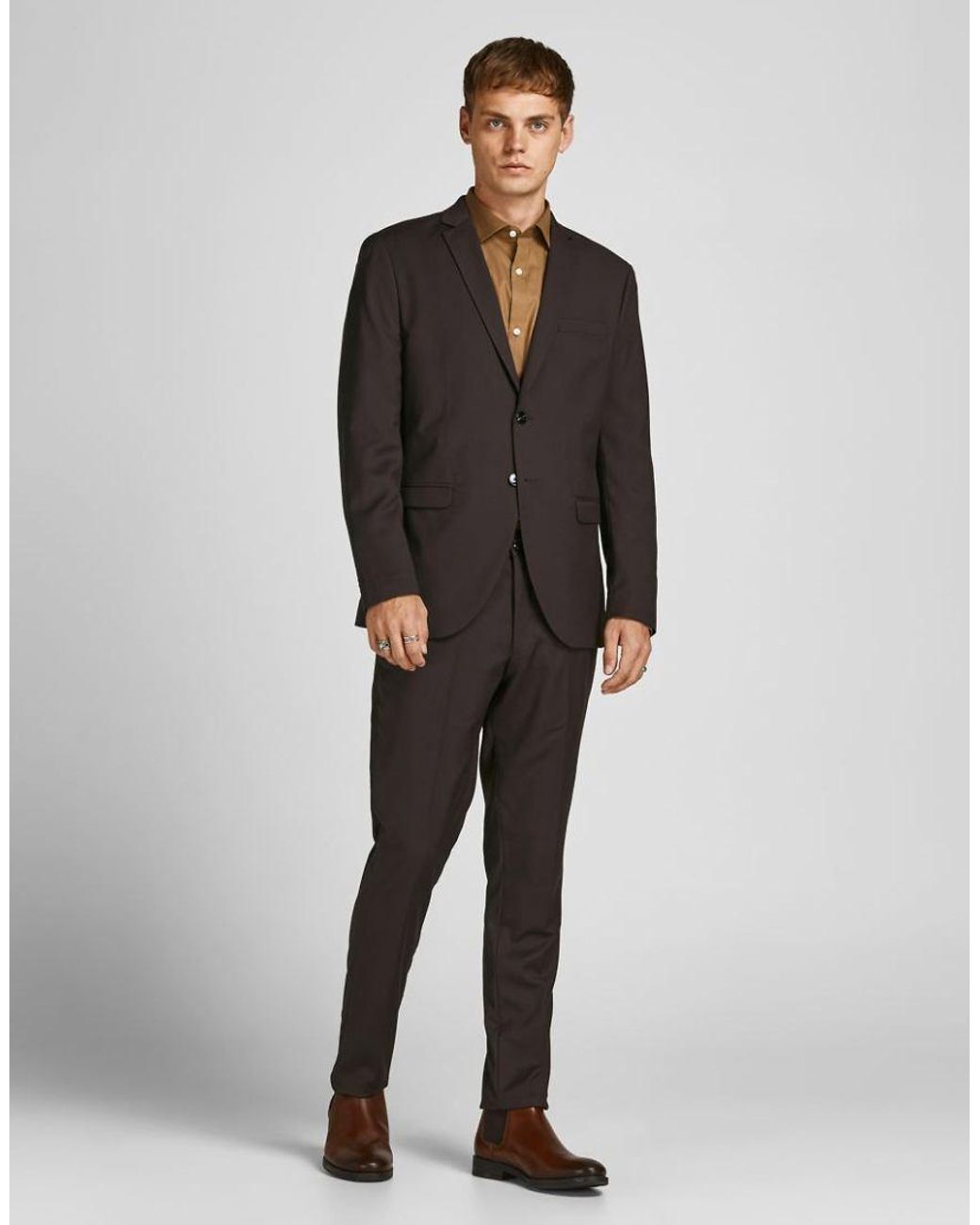 Jack & Jones Black Franco Super Slim Fit Single Breasted Blazer for men