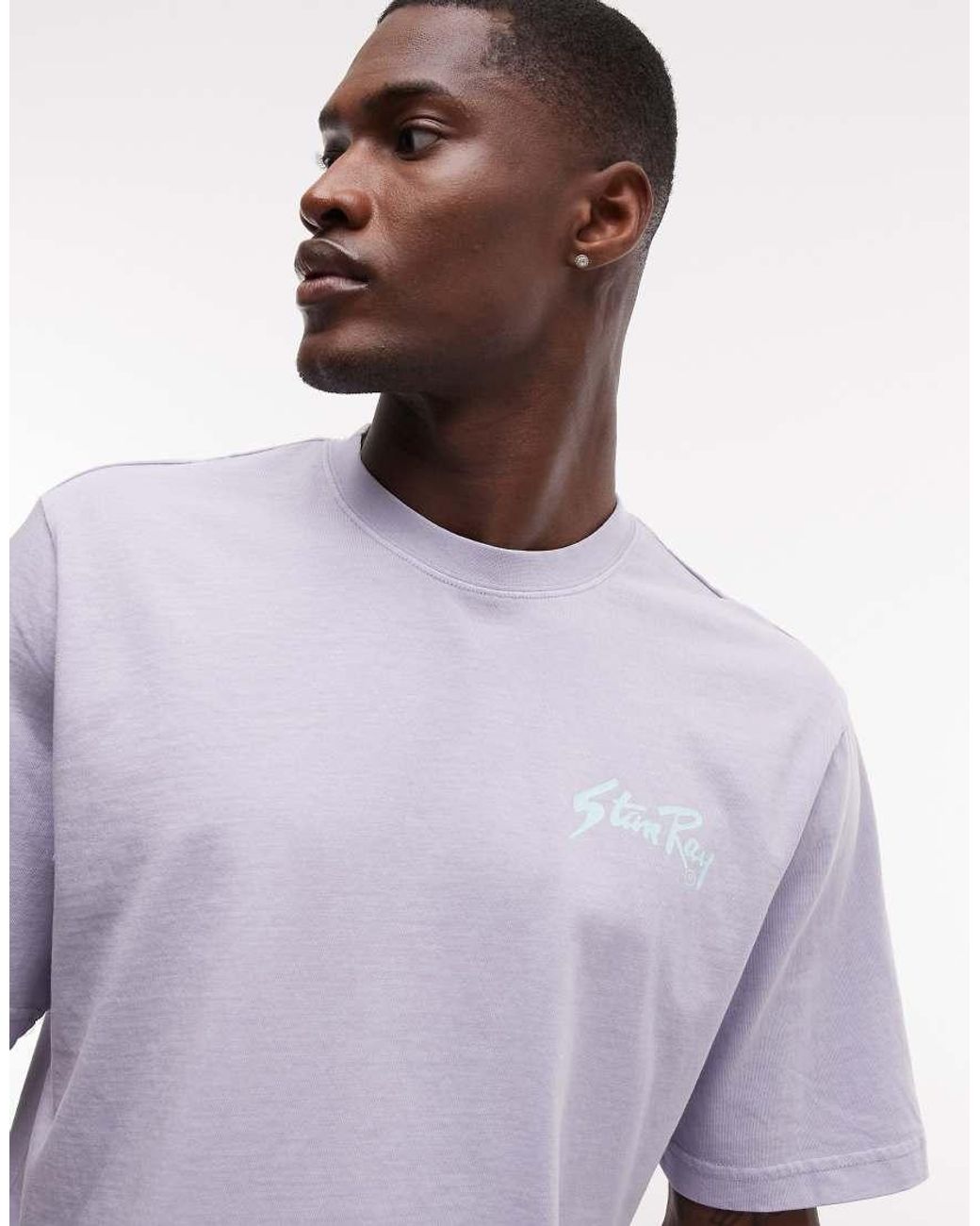 Stan Ray Purple Logo Short Sleeve T-shirt With Back Print for men
