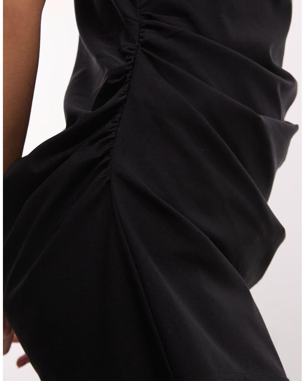 Monki Black Asymmetric Drape Bengaline Mini Dress