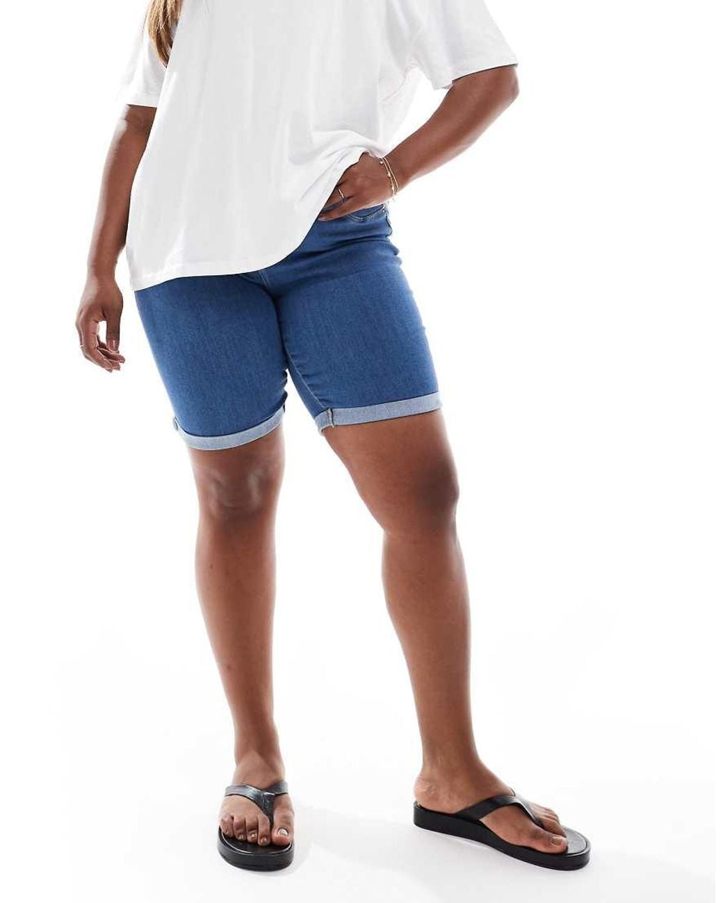 ONLY Blue Long Denim Shorts