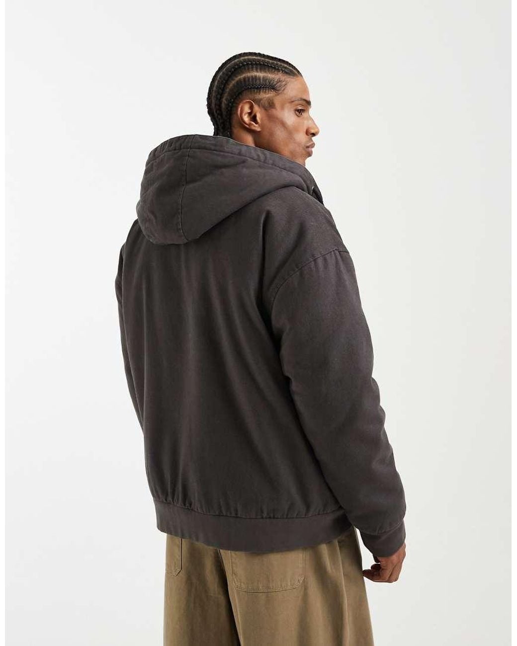 Redefined Rebel Gray Boxy Oversized Borg Lined Jacket for men