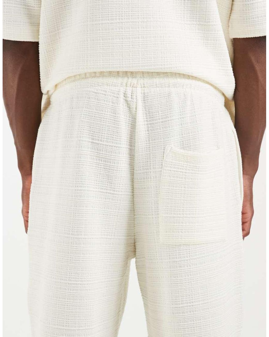 ASOS White Slim Balloon Fit Linen Look Trackies for men