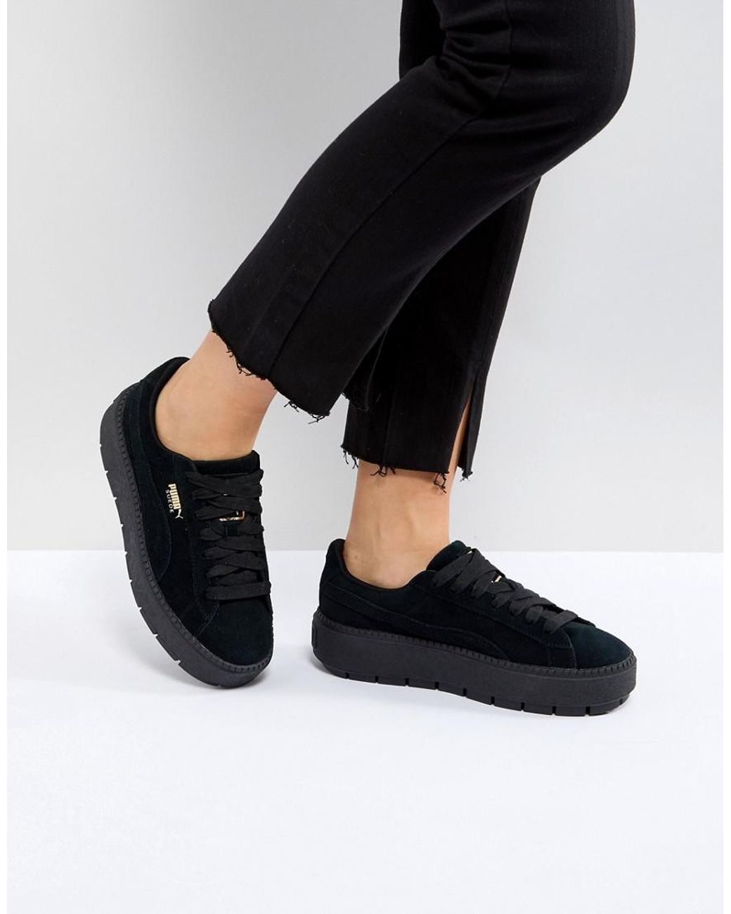 PUMA Platform Trace Triple Black Sneakers | Lyst