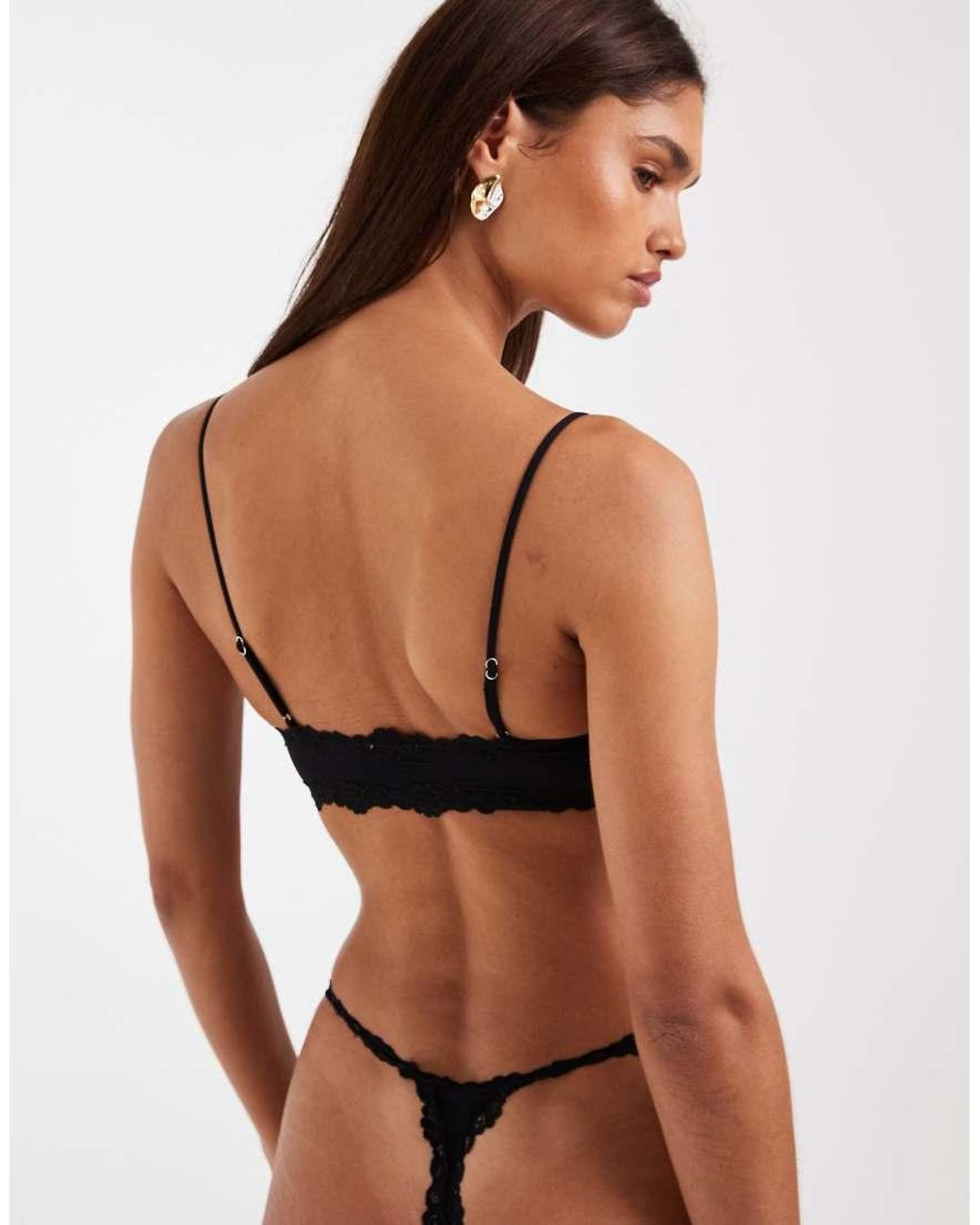 Free People Black Intimately Fp Charlie V-neck Ribbed Bralette