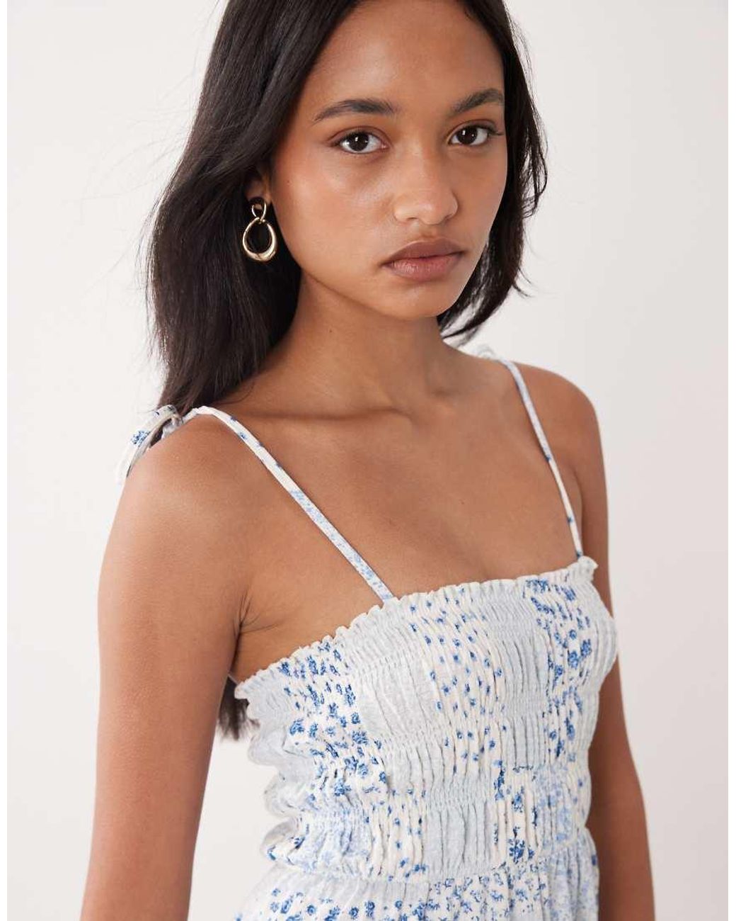 Miss Selfridge White Shirred Cami Mini Dress
