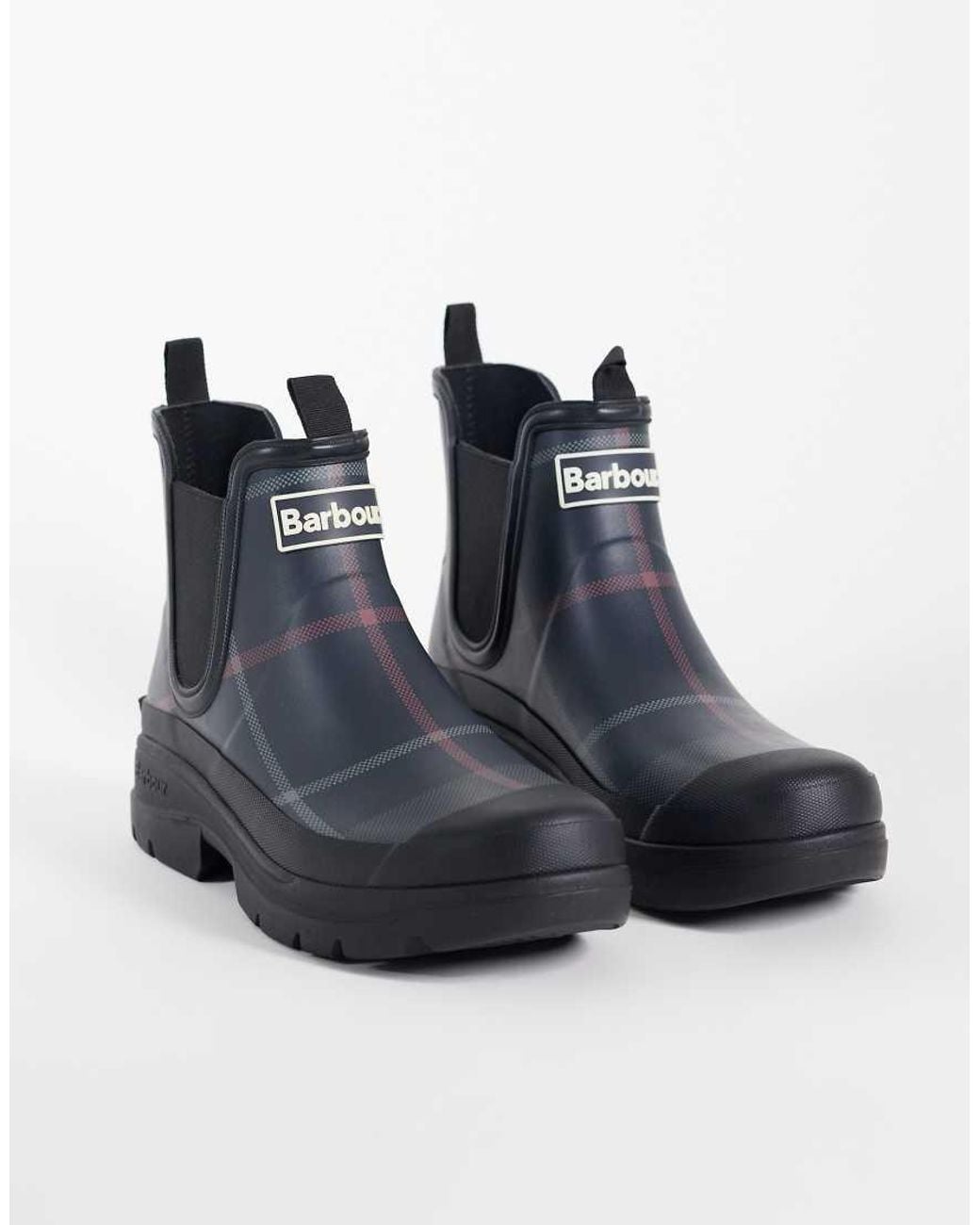 Barbour Purple Nimbus Tartan Chelsea Welly Boots for men