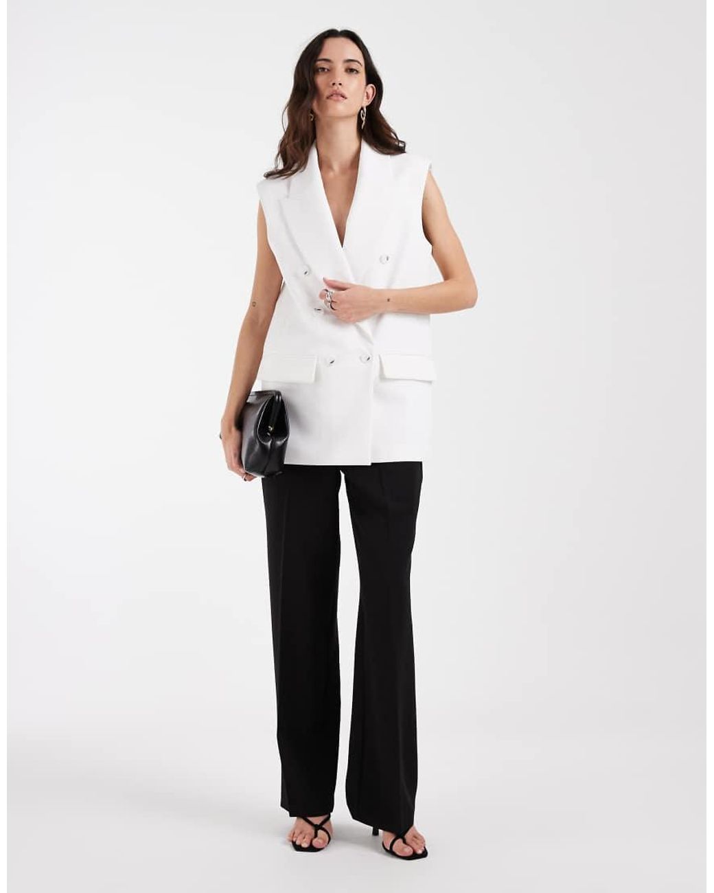 ASOS White Tailored Sleeveless Double Breasted Power Shoulder Blazer