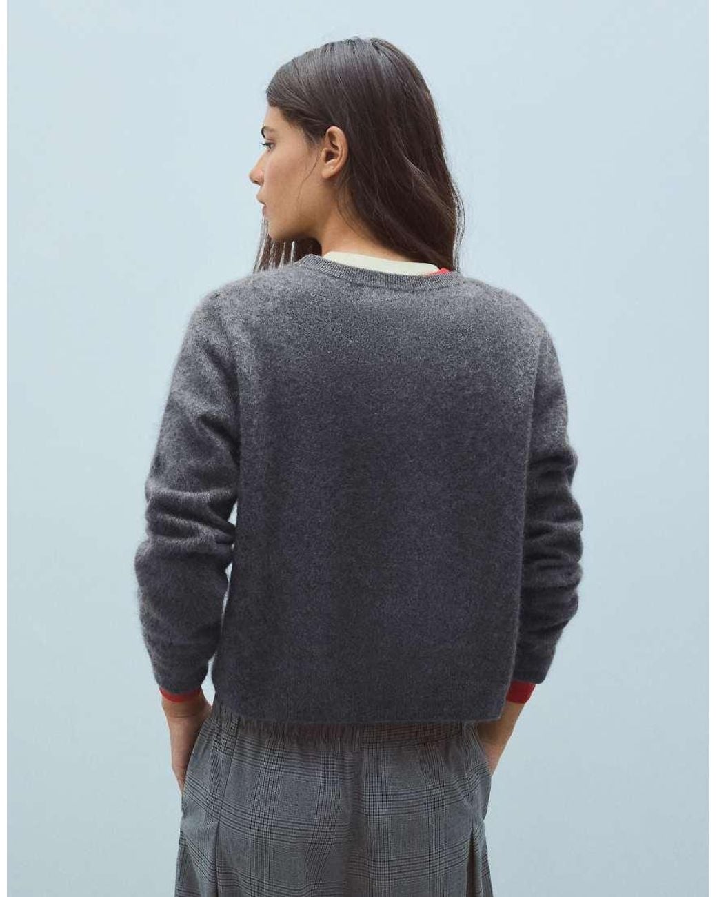 Bershka Blue 100% Wool Round Neck Jumper