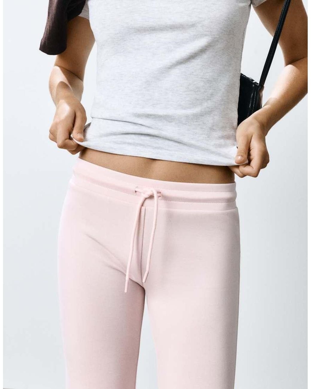 Pull&Bear White Soft-Touch Flared Trousers