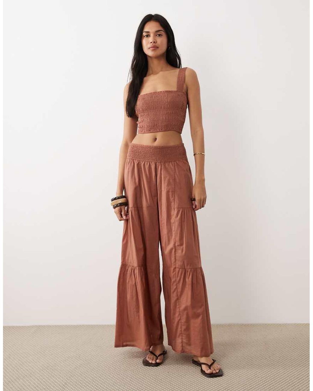 Iisla & Bird Brown Shirred Cami Top
