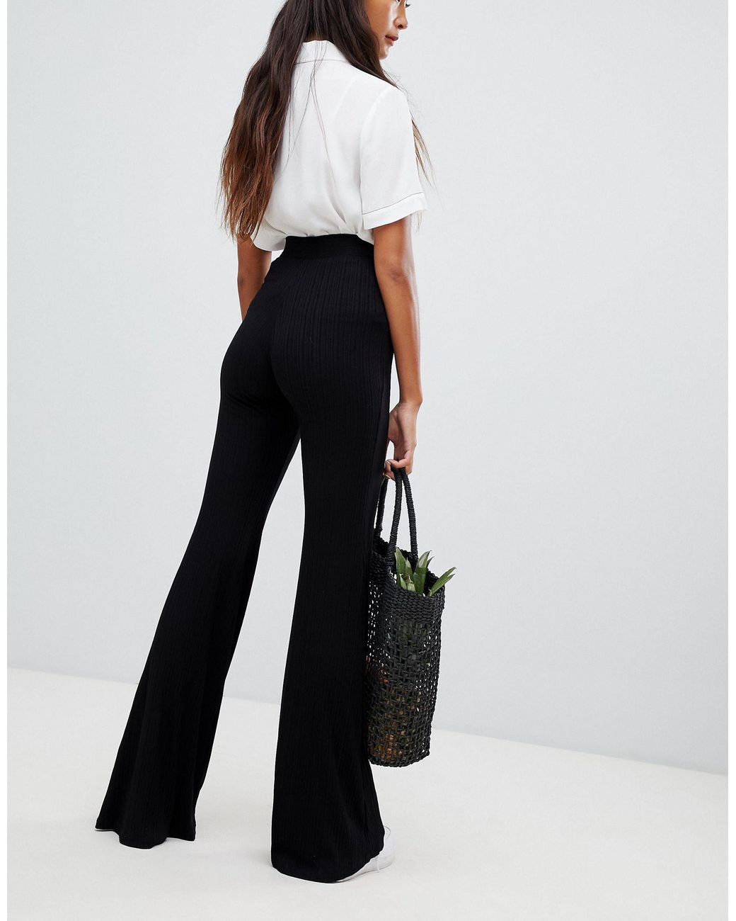 Bershka Flare Pants in Black | Lyst