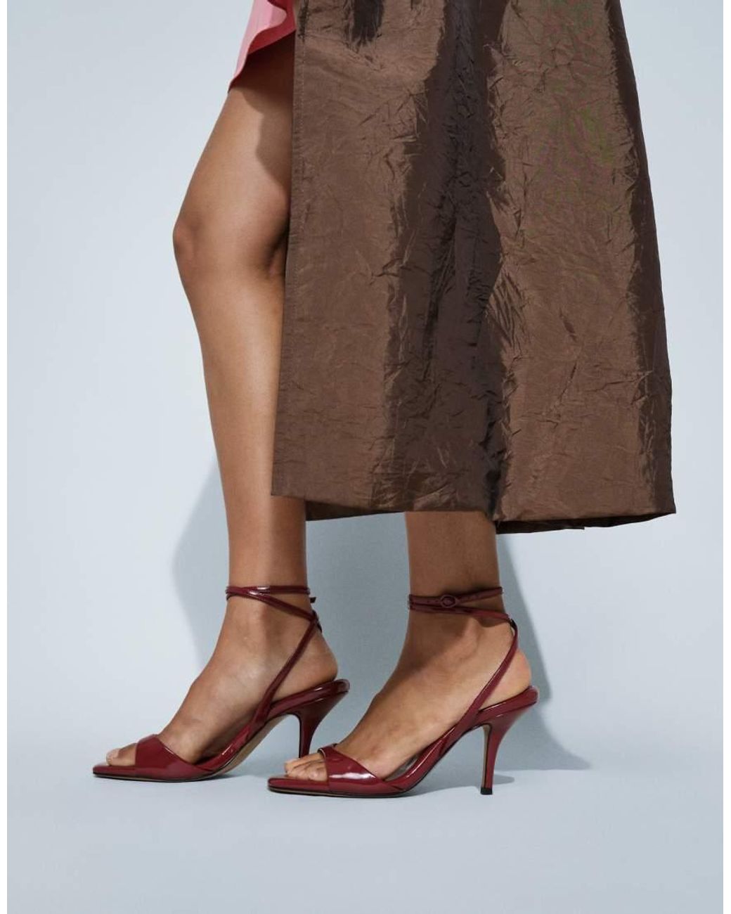 ASOS Pink Hope Barely There Mid Heel Stiletto Sandals