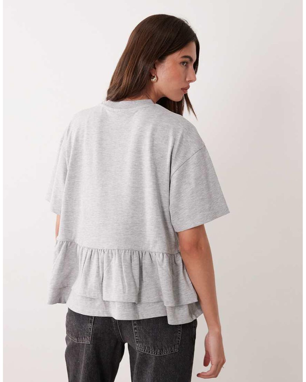 ASOS Gray Oversized T-Shirt With Double Peplum Hem