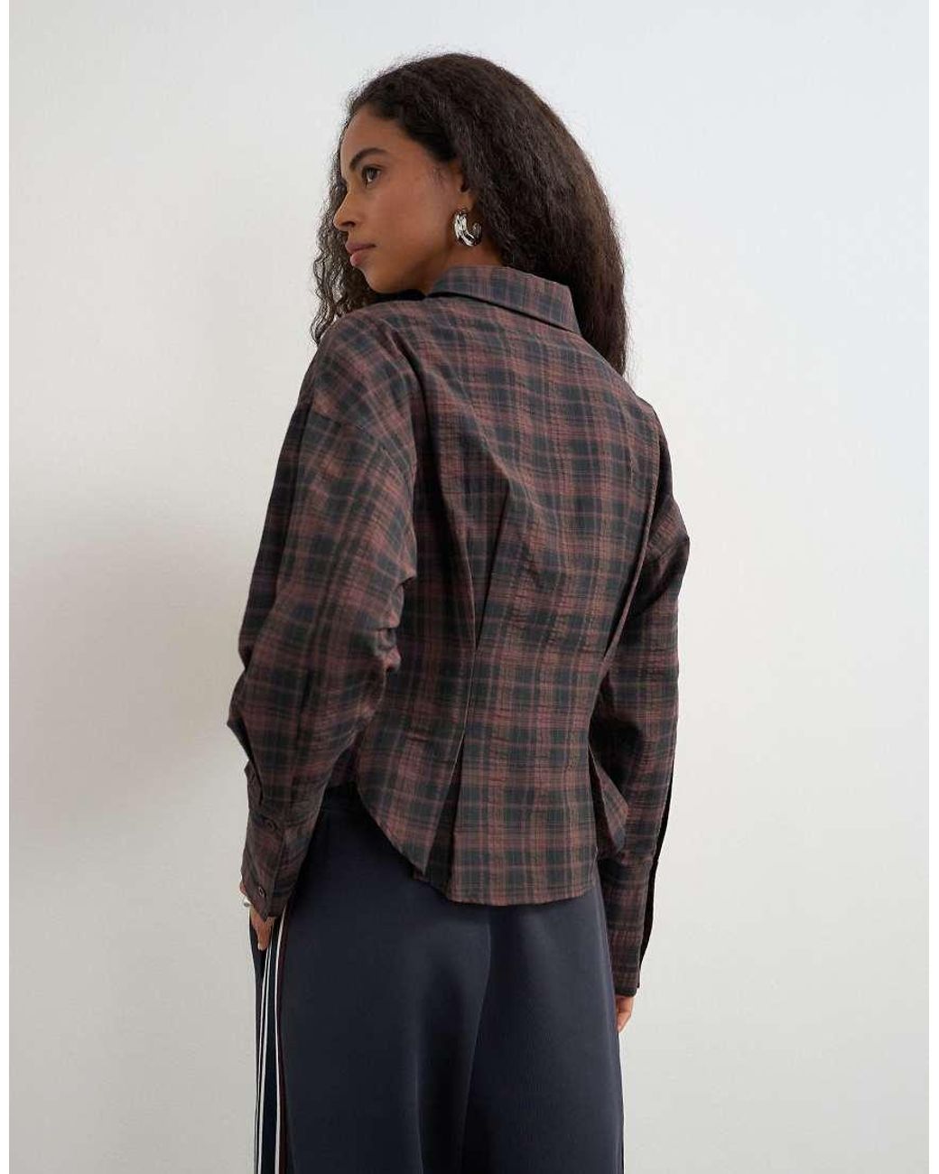 TOPSHOP Blue Co Ord Cinch Check Shirt