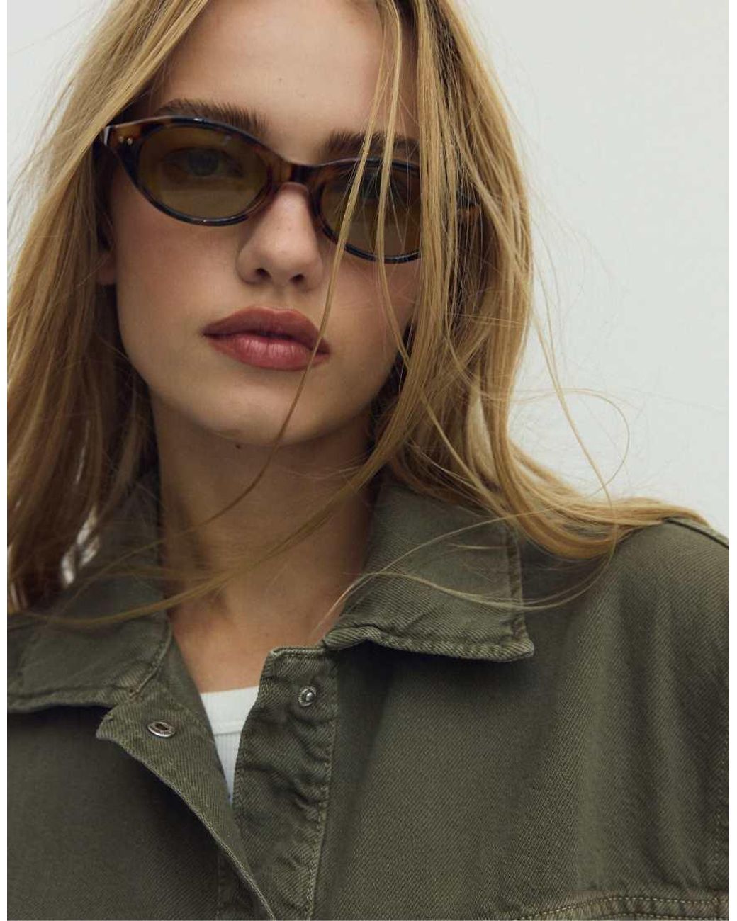 Stradivarius Green Jacket With Patch Pockets