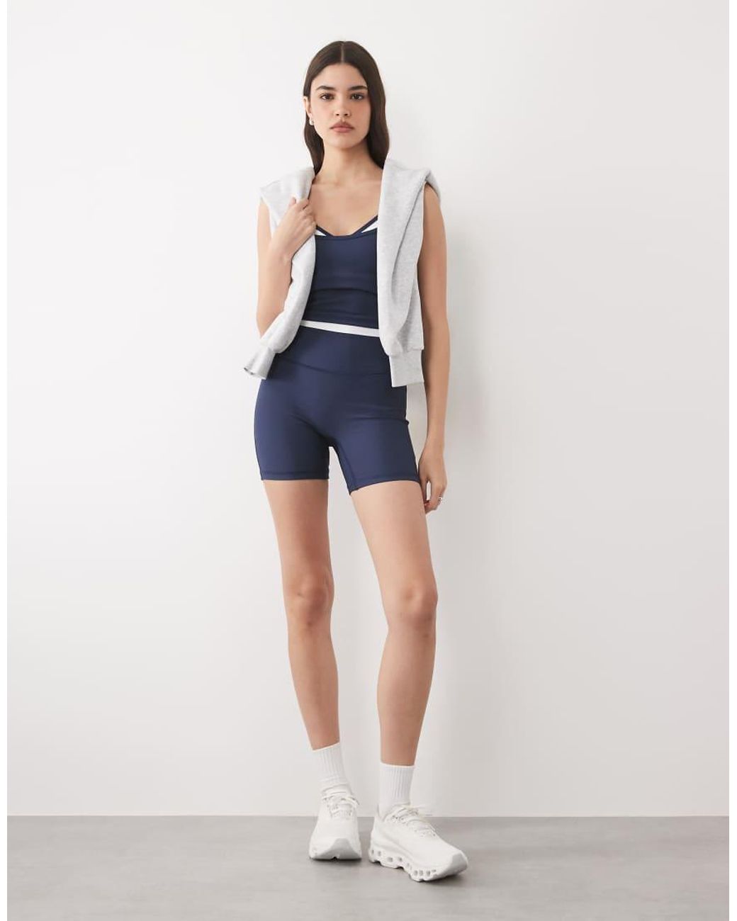Abercrombie & Fitch Blue Ypb Sculpting Double Layer Workout Cami Co-ord