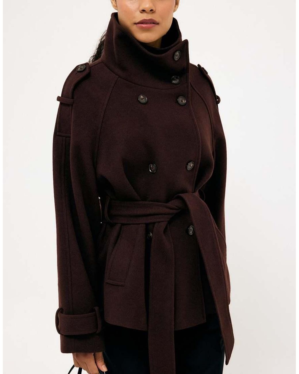 NA-KD Black High Neck Belted Short Coat