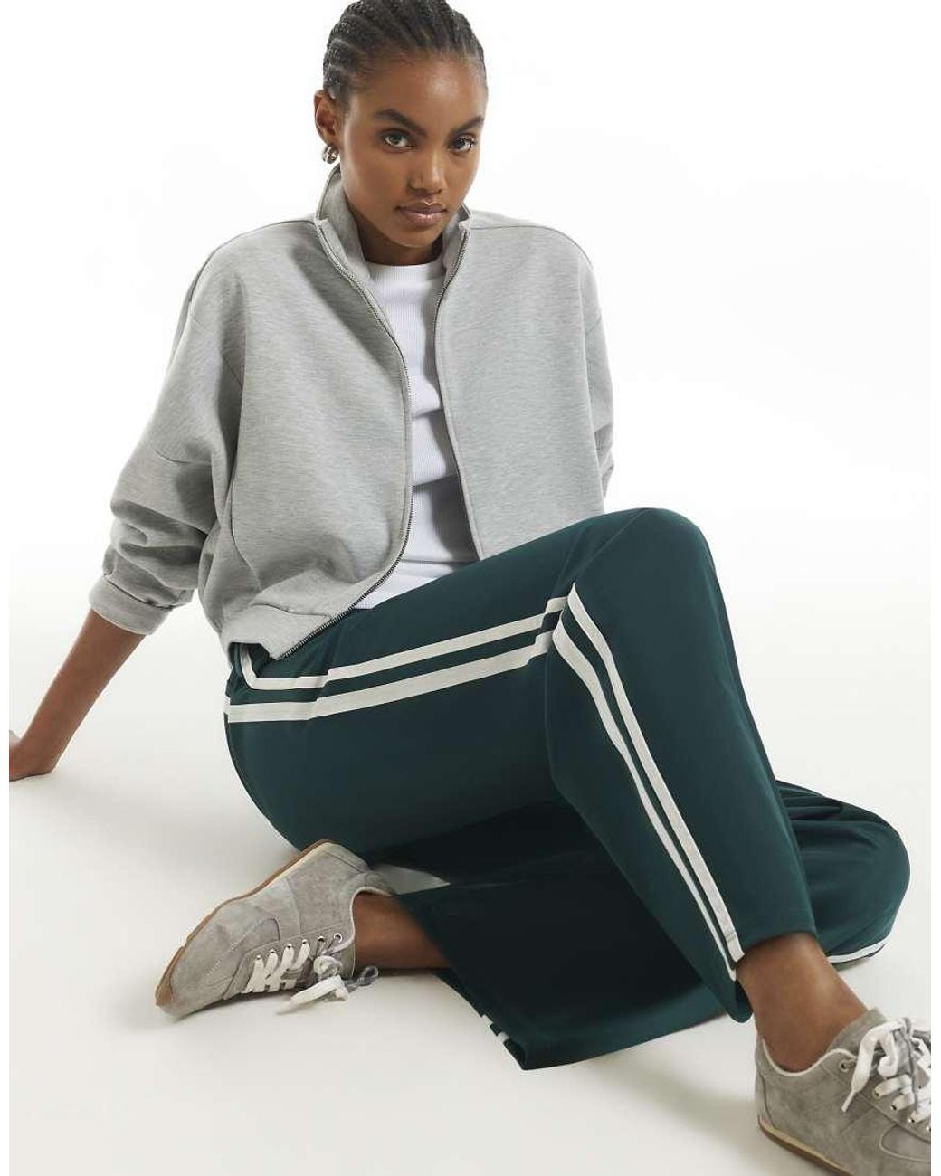 River Island Blue Side Stripe Wide Leg Track Joggers
