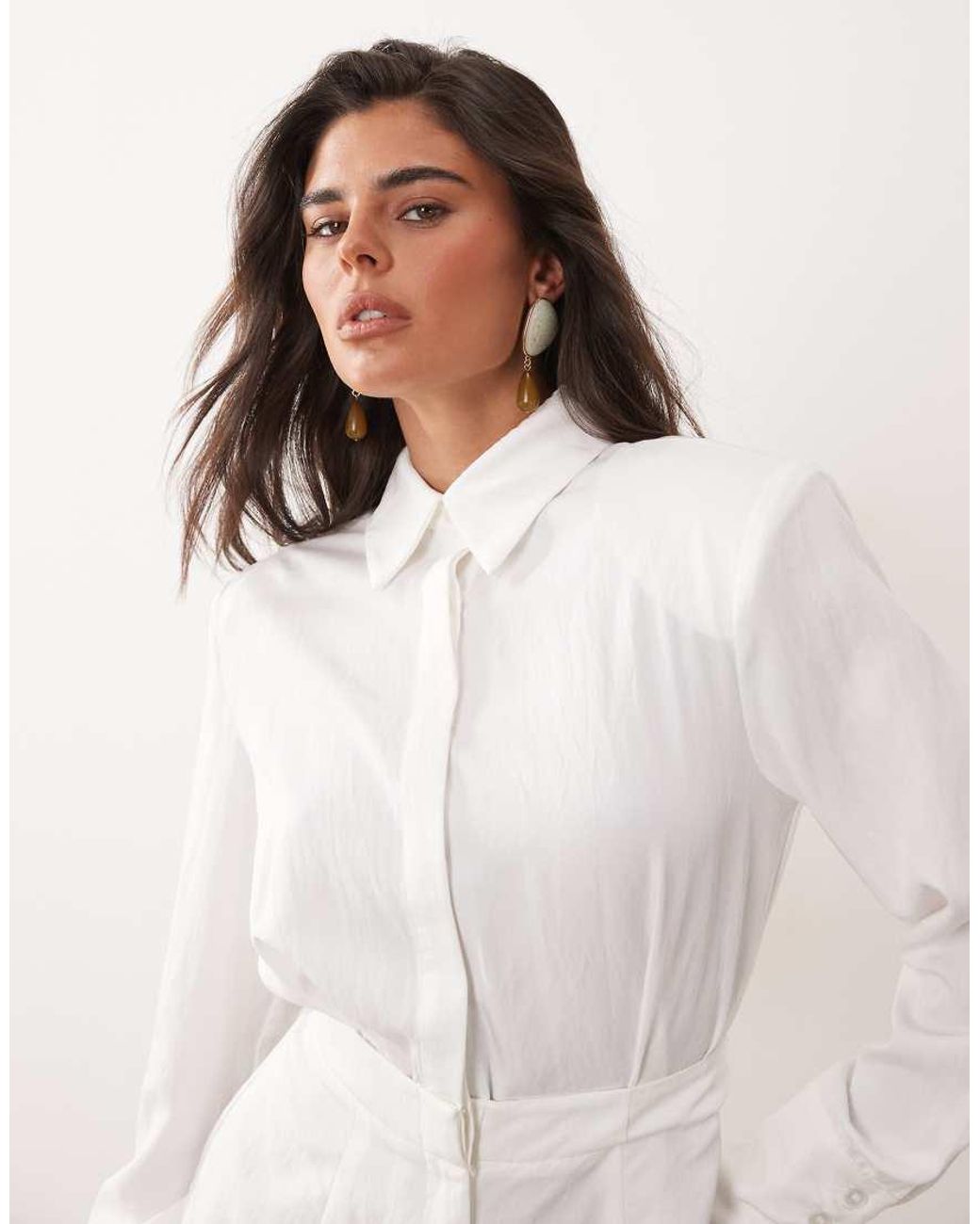 Noughts & Kisses Natural Cotton Rich Shoulder Pad Detail Cinch Waist Playsuit