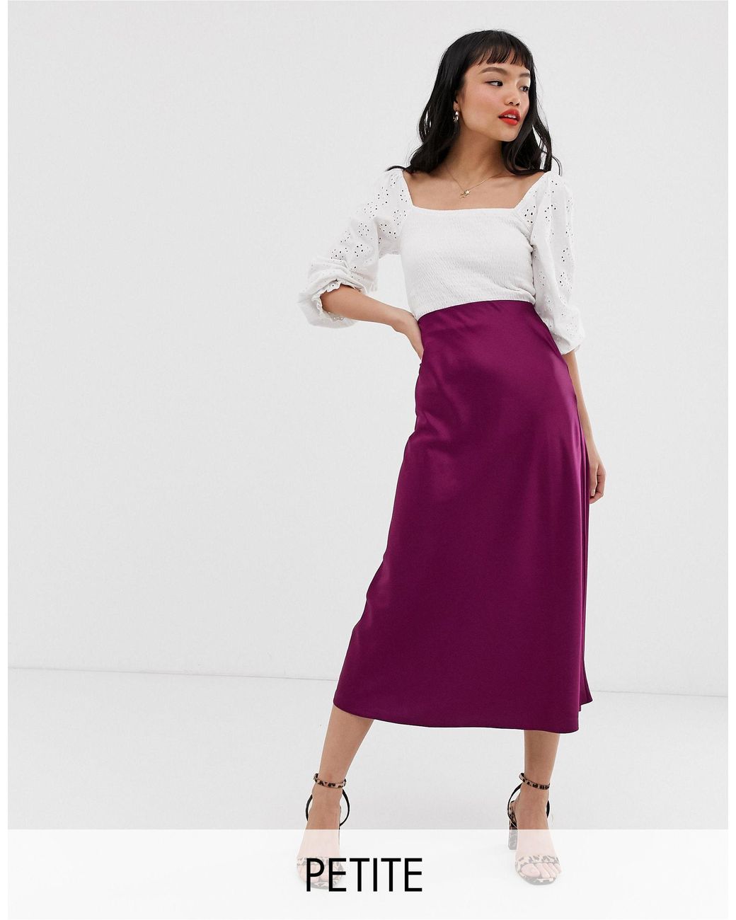 New Look Satijnen Midi-rok in het Rood | Lyst NL