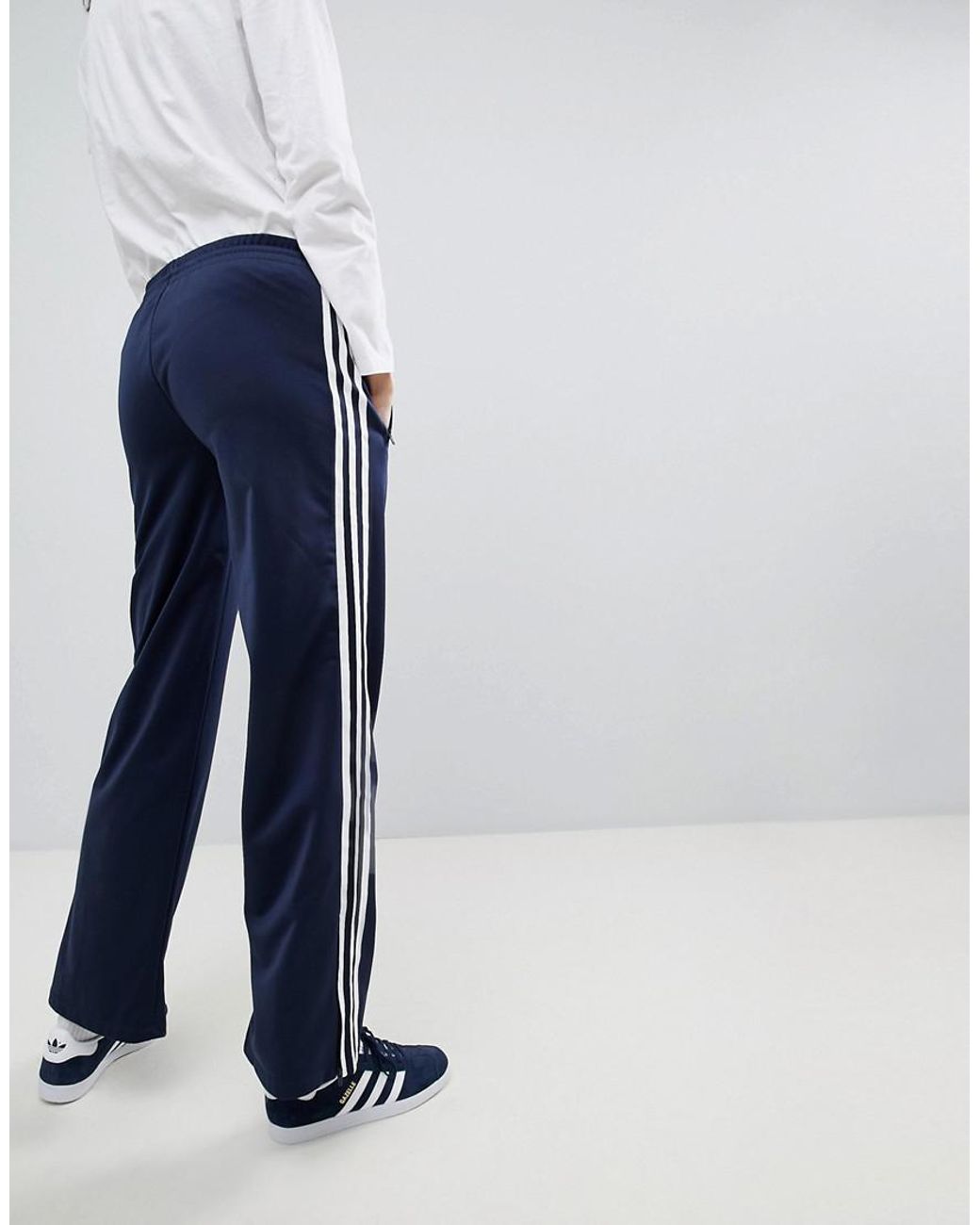 adidas Originals Originals Adicolor Wide Leg Sailor Pants In Navy
