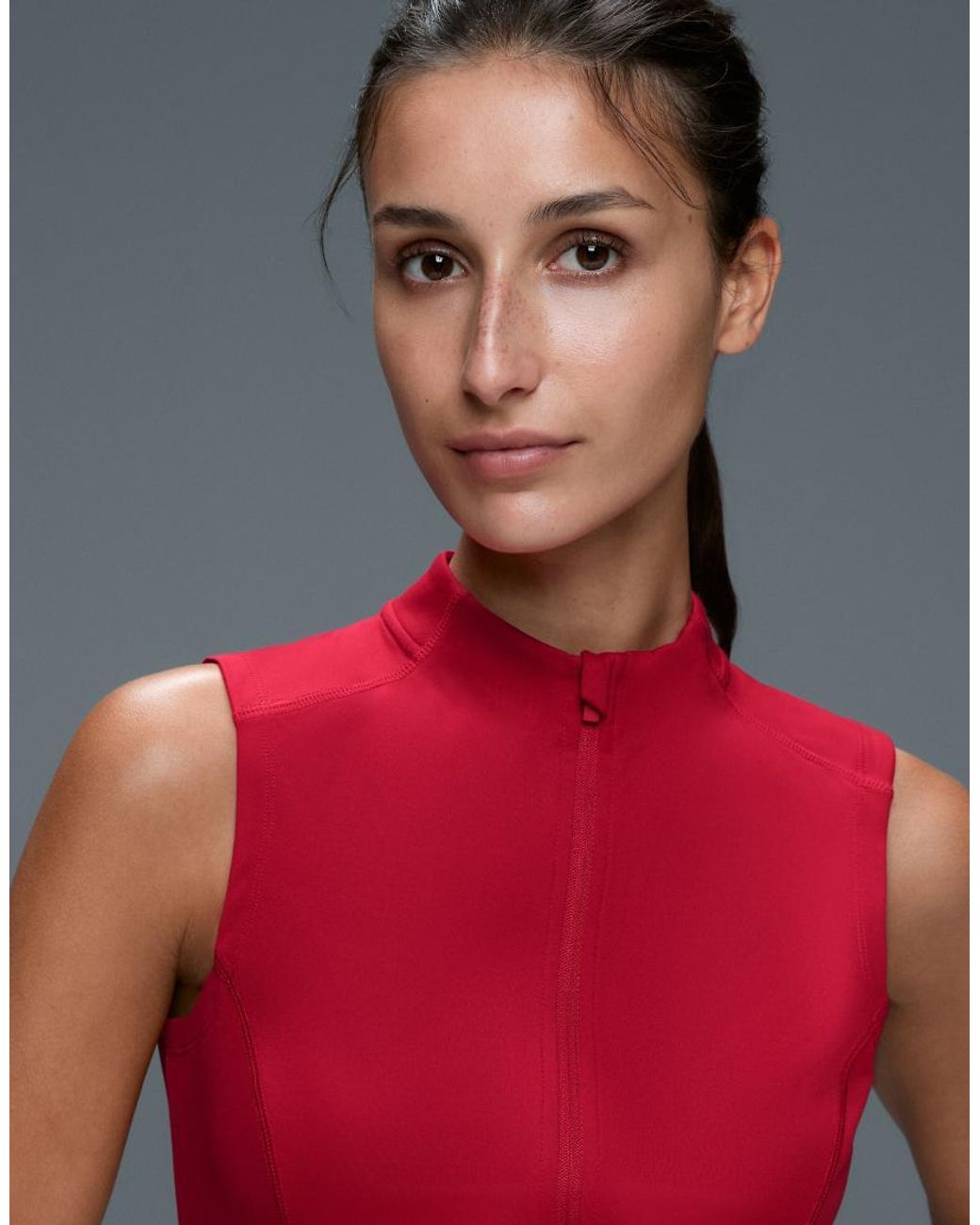 Oysho Red Sleeveless Zip T-Shirt
