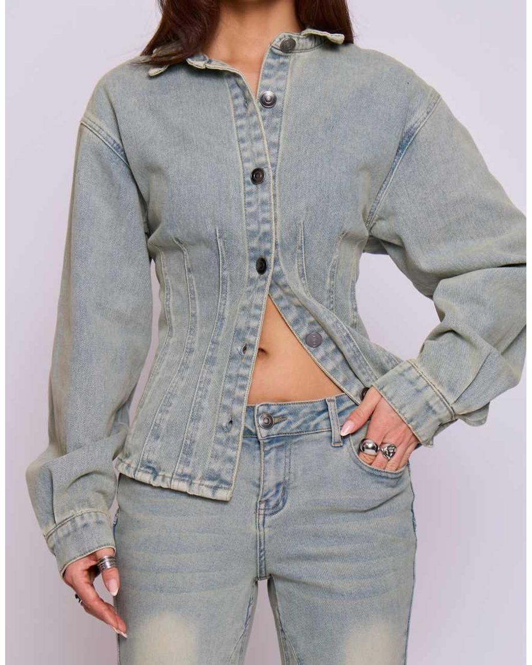 Missy Empire Gray Denim Jacket