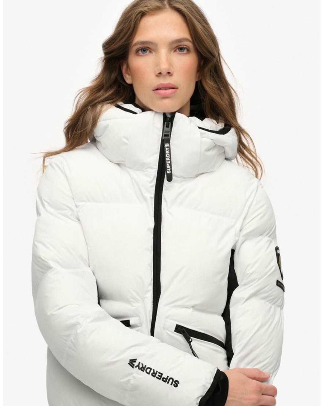 Superdry White Hooded Ski Bomber Jacket