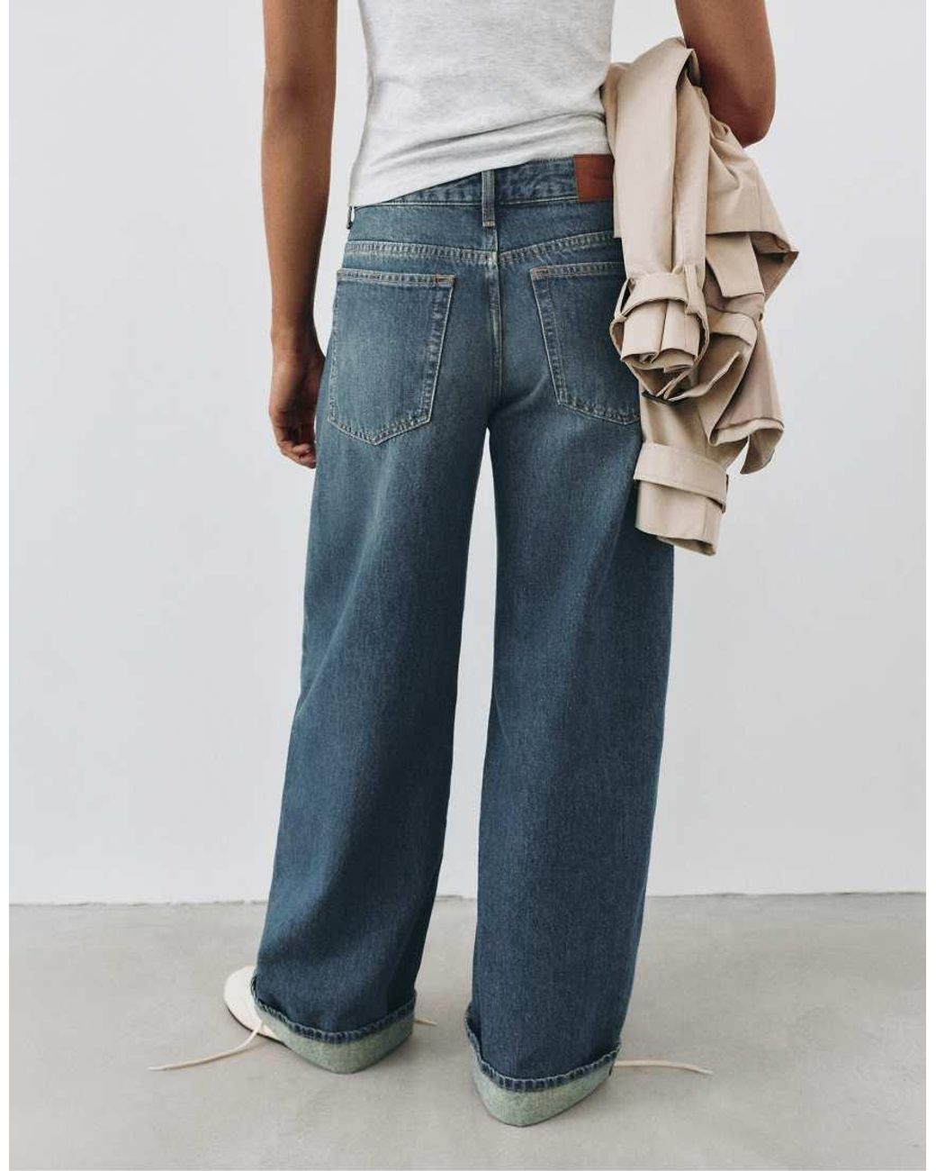 Pull&Bear Blue Balloon Fit Baggy Jeans With Turn-Up Hems