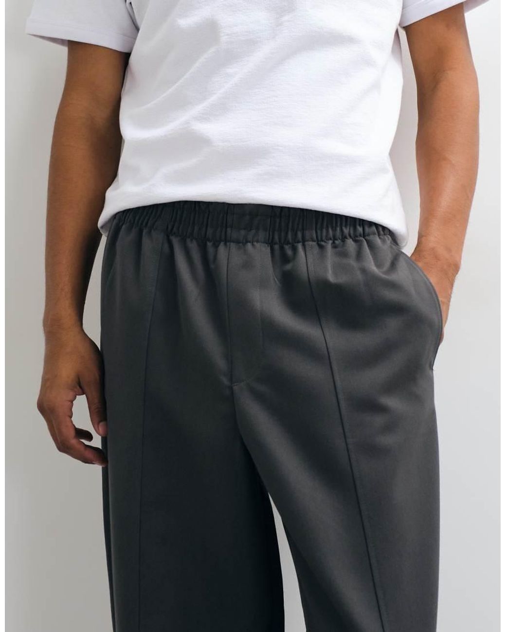 ASOS White Tailored Elasticated Oversized Tapered Trousers for men