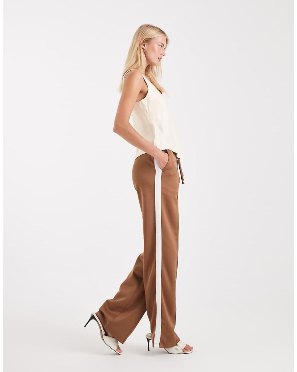 Noisy May White Straight Leg Jersey Trouser