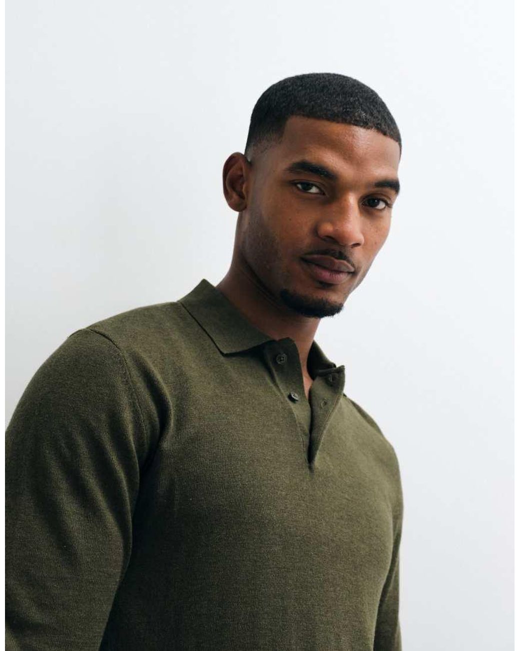 Blend Black Knitted Long Sleeve Polo Shirt for men