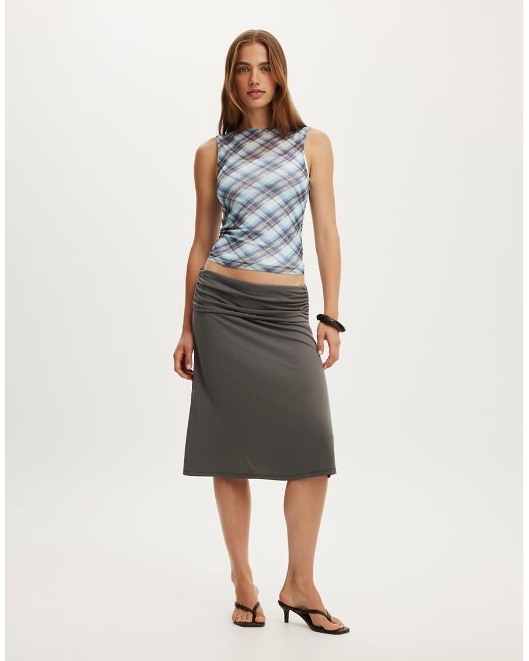 Cotton On Blue Check Maxi Mesh Tank