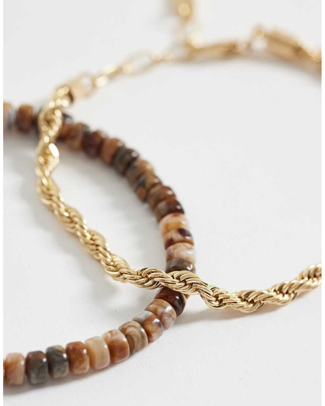 ASOS Set Van 2 Armbanden Met Kralen En Koordschakels in het White voor heren